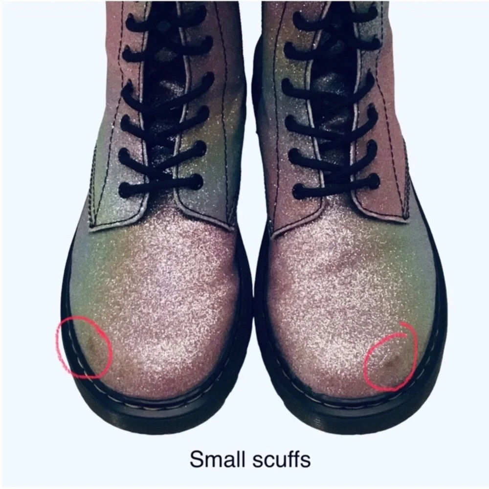 Dr. Martens 1460 Y Boots EU 37/L 6 Rainbow Glitter Combat Big Girl Side Zip Boot